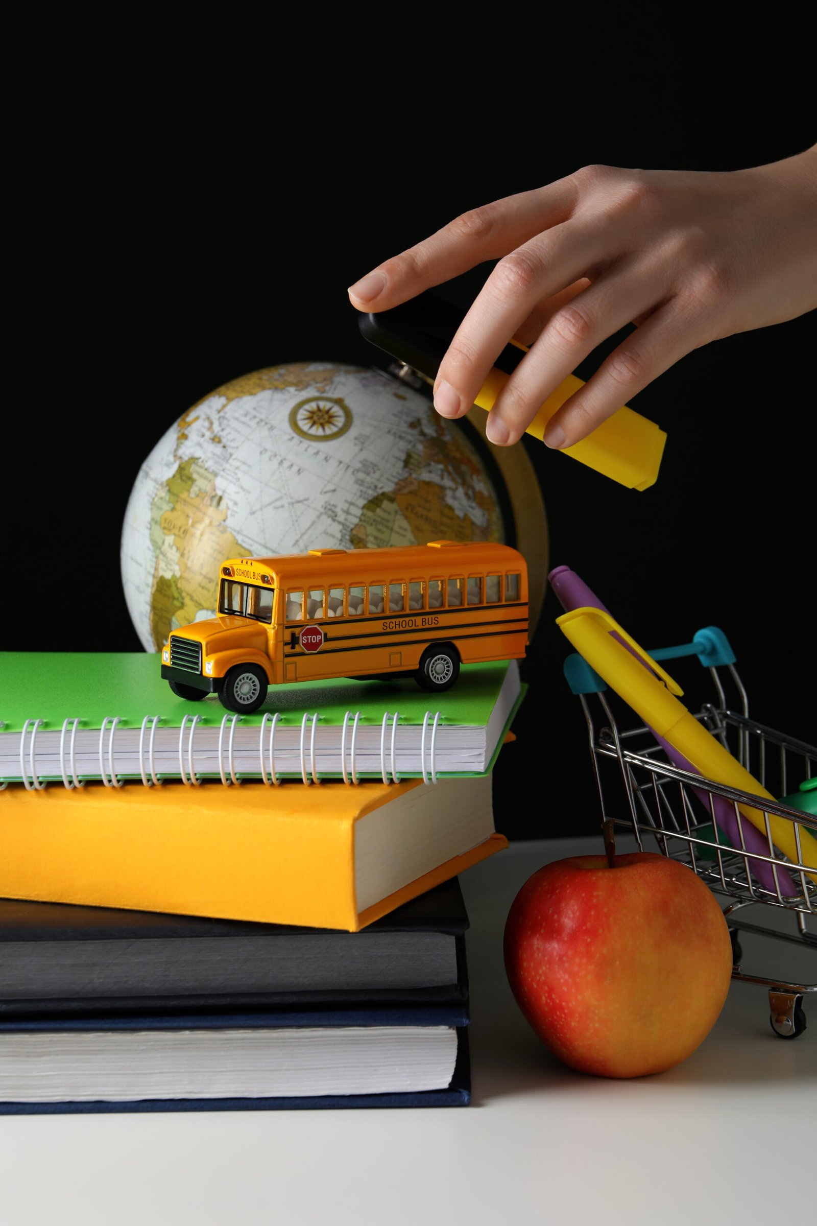 Concept of school and education and different accessories for school